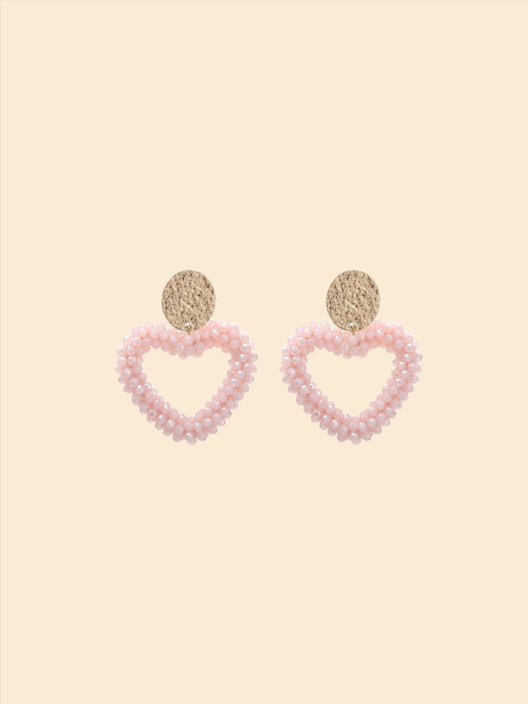 Earrings with beaded heart