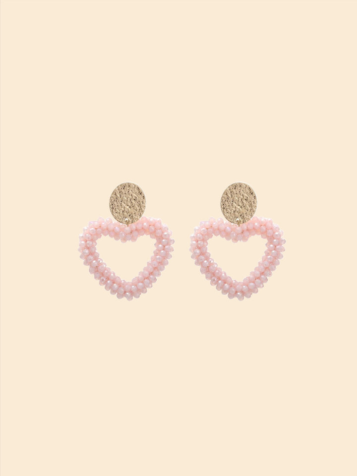 Earrings with beaded heart