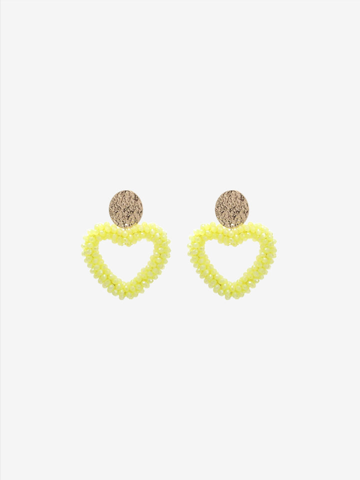 Earrings with beaded heart