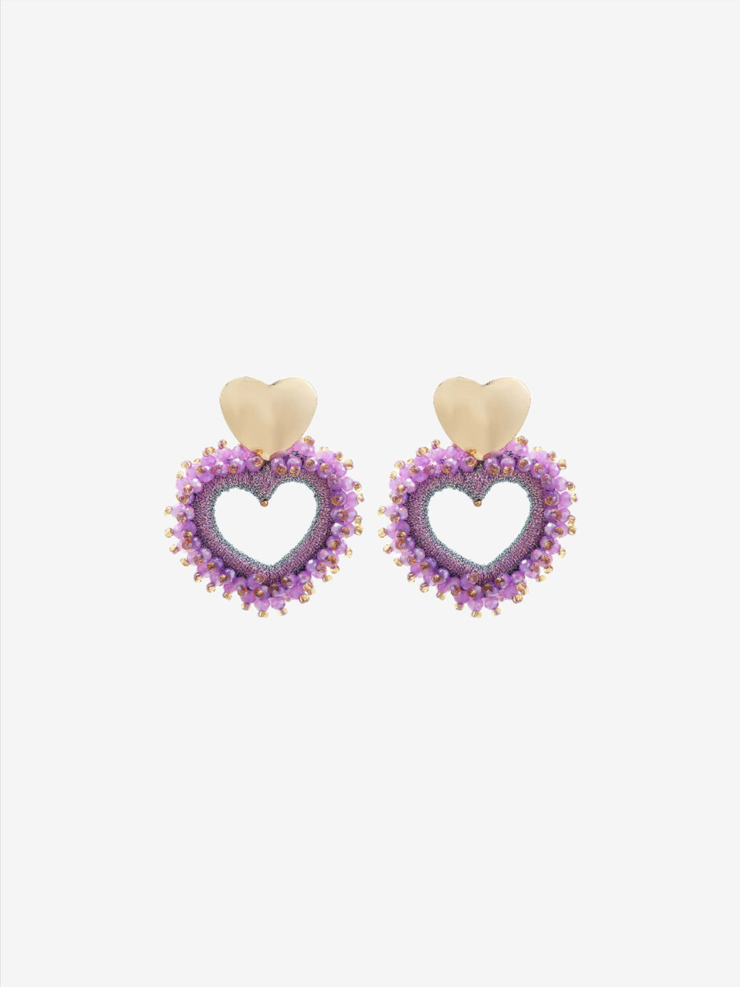 Double heart beaded earrings