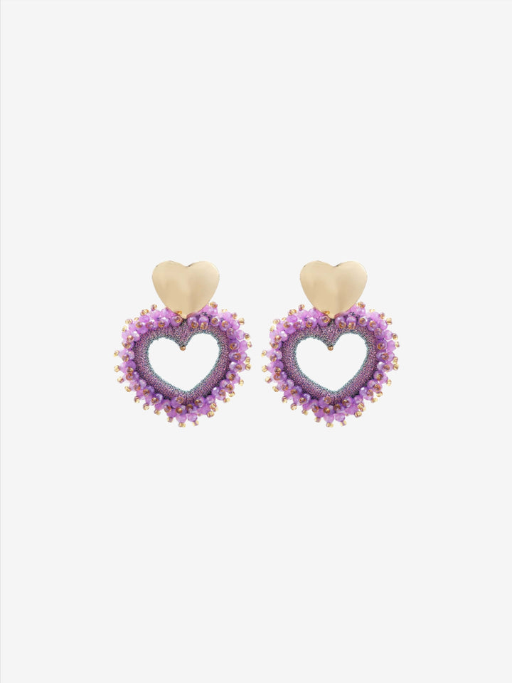 Boucles d'oreilles perles double coeur