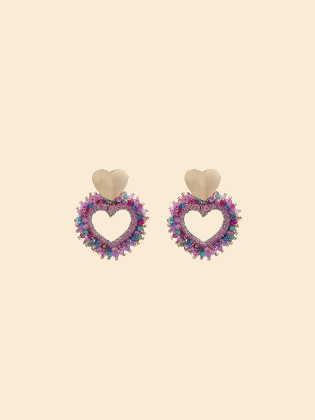 Double heart beaded earrings