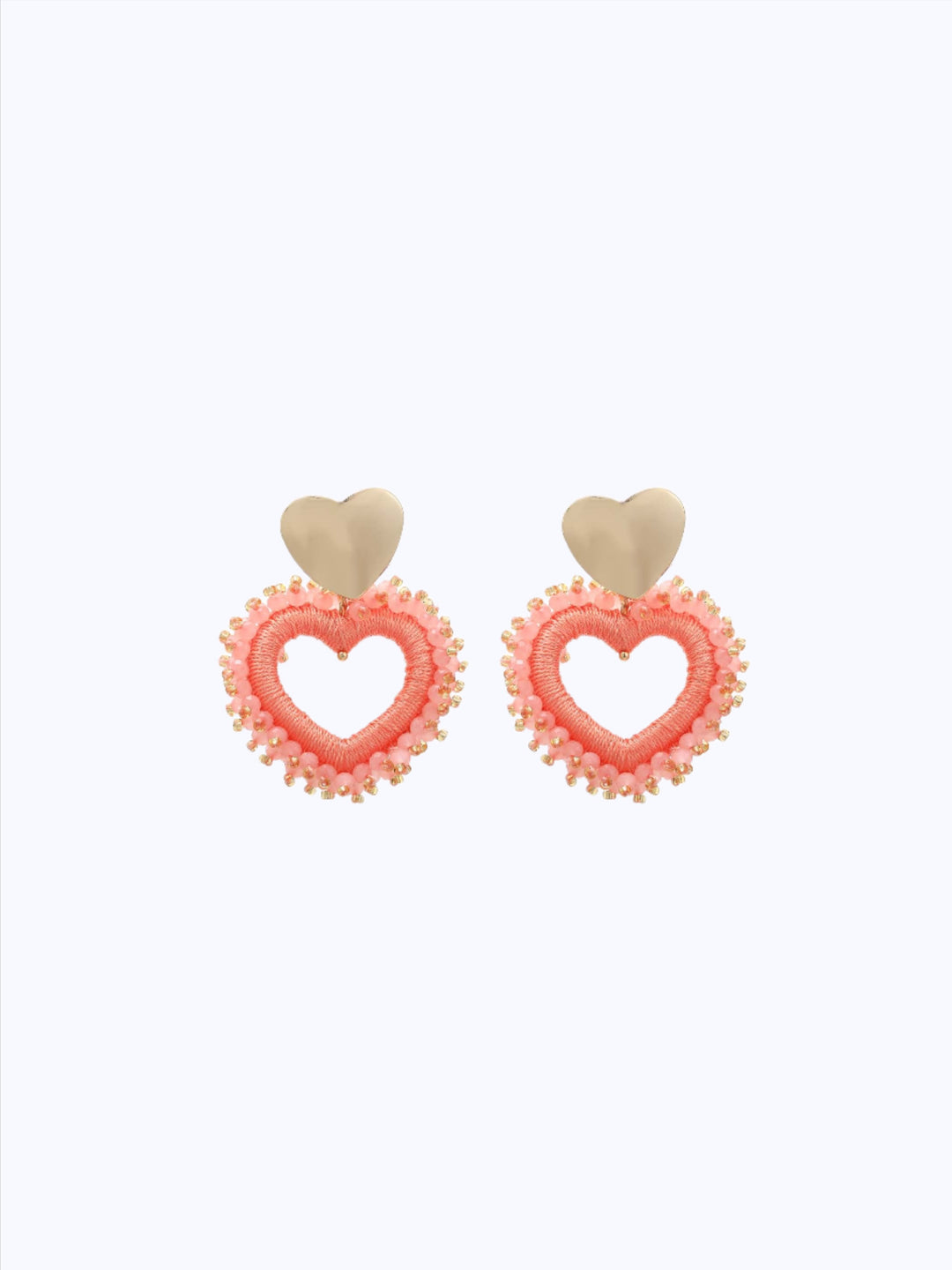 Boucles d'oreilles perles double coeur