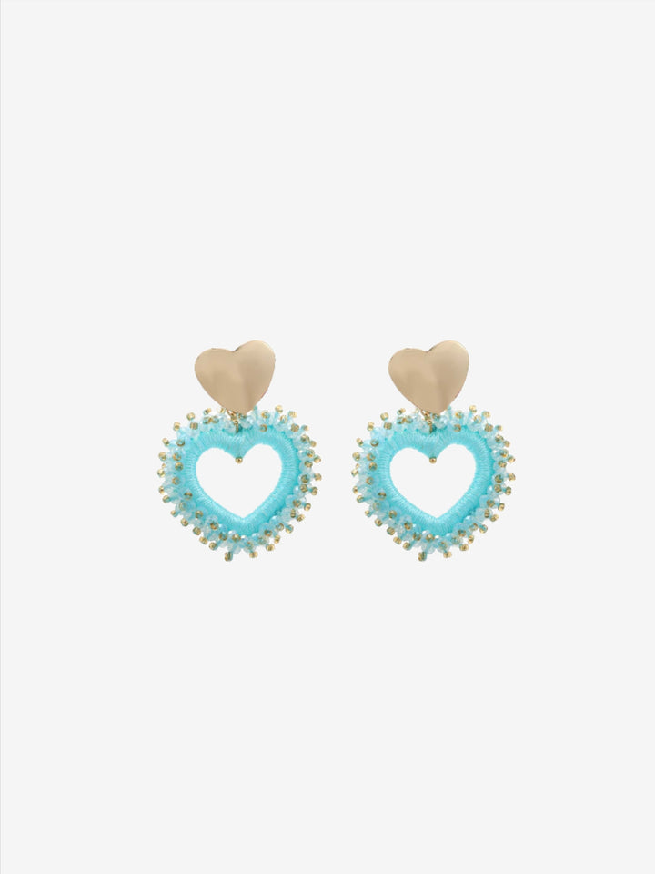 Double heart beaded earrings