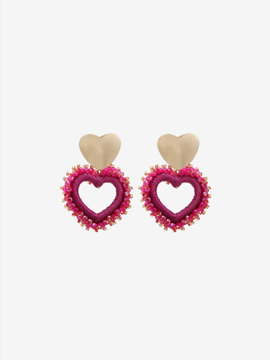 Double heart beaded earrings