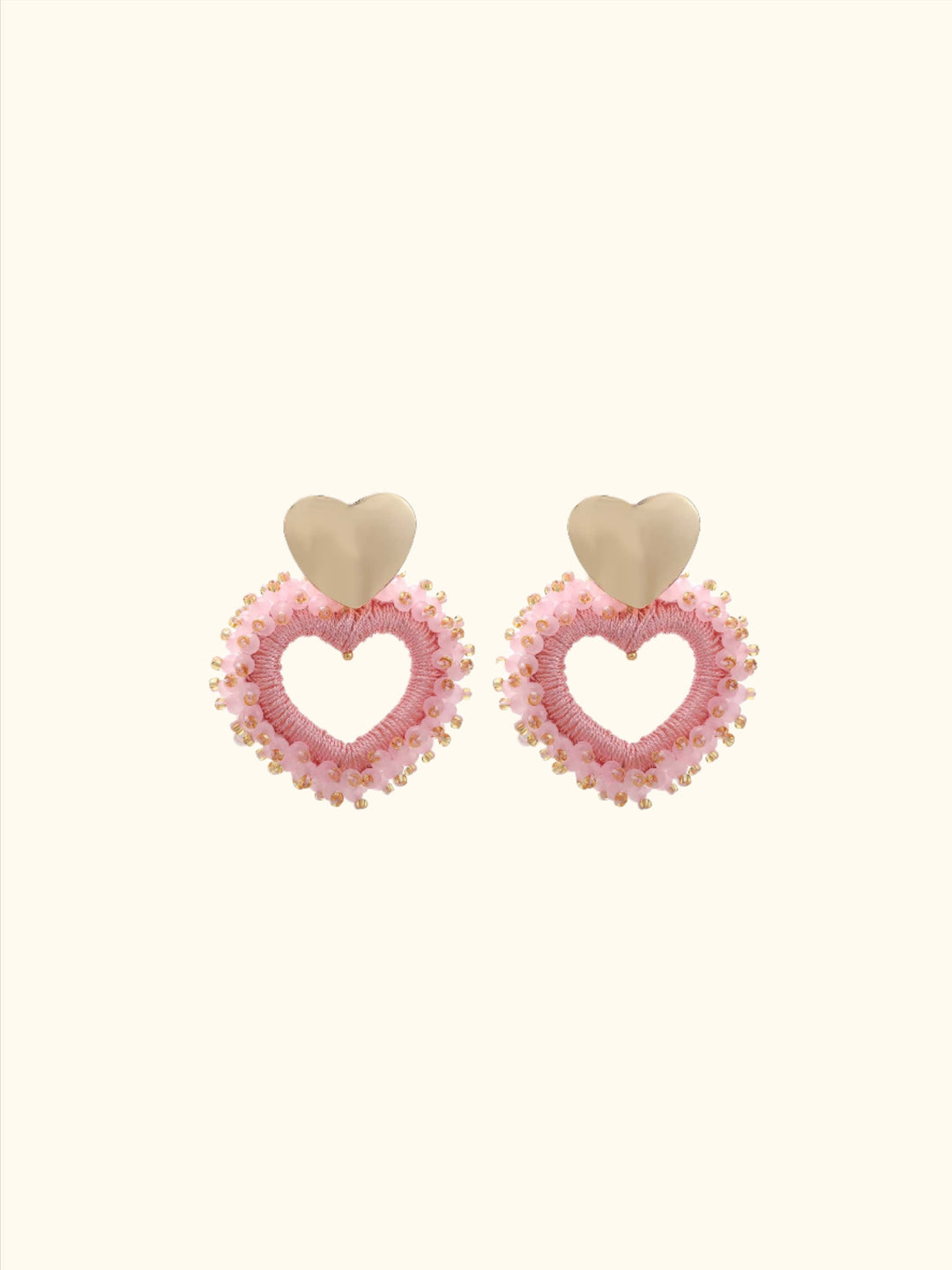 Boucles d'oreilles perles double coeur