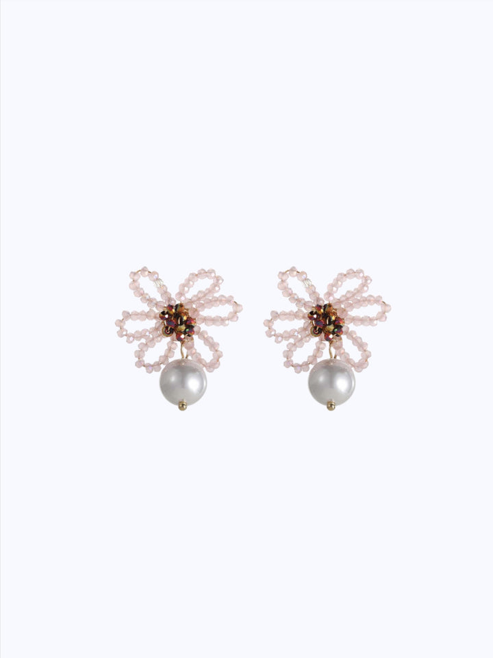 Boucles d'oreilles fleur avec perle