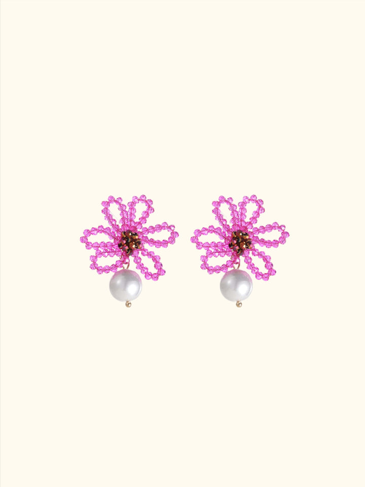 Boucles d'oreilles fleur avec perle