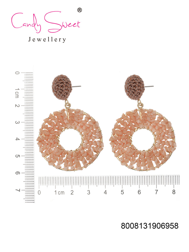CandySweet Oorbellen - Set van 2 - Messing - Hypoallergeen en Metaal - Oranje, Goud - 0x3x7 cm