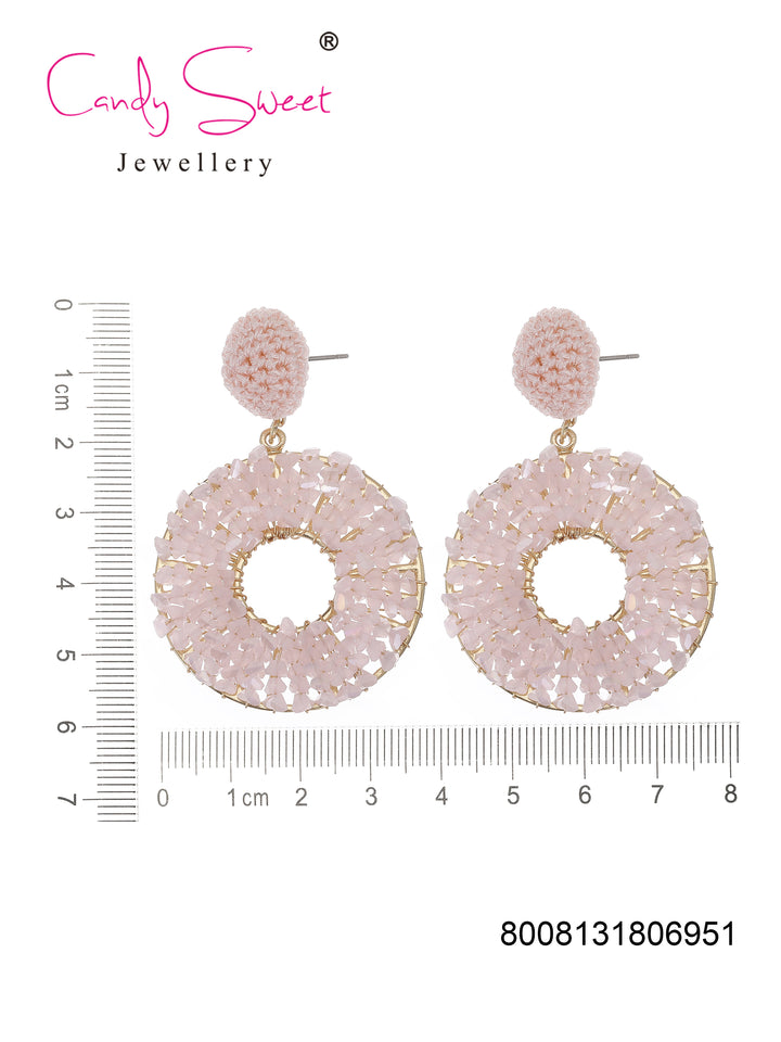 CandySweet Oorbellen - Set van 2 - Messing - Hypoallergeen en Metaal - Roze, Goud - 0x3x7 cm