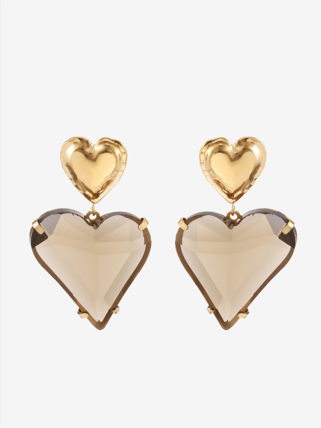 Boucles d'oreilles avec coeur en pierre de verre