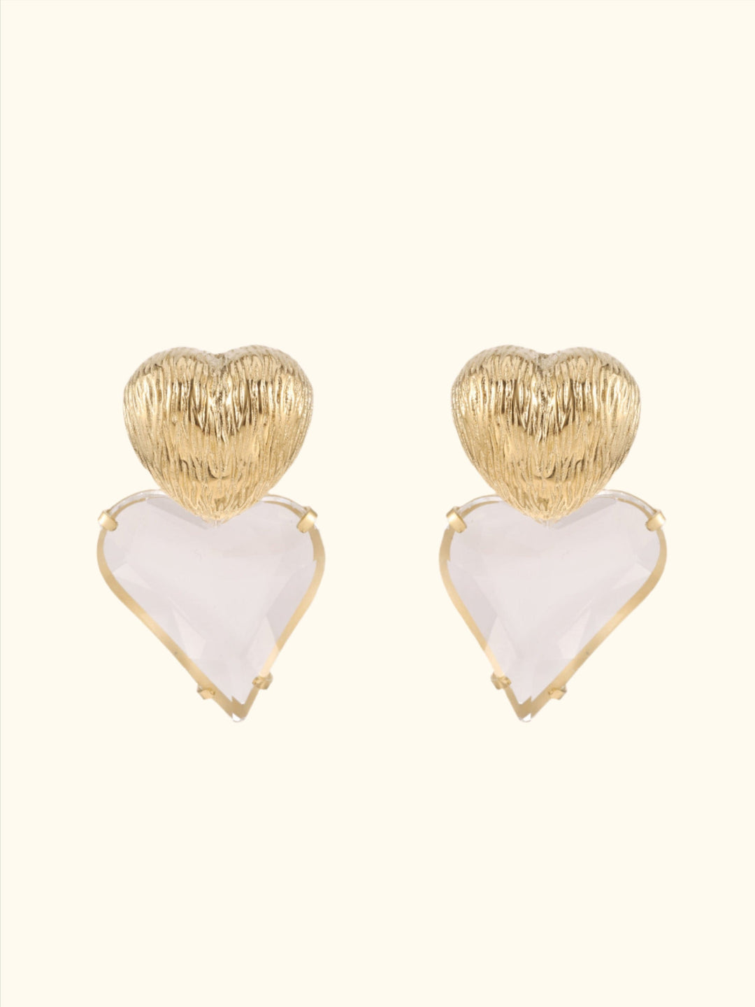 Boucles d'oreilles avec coeur en pierre de verre