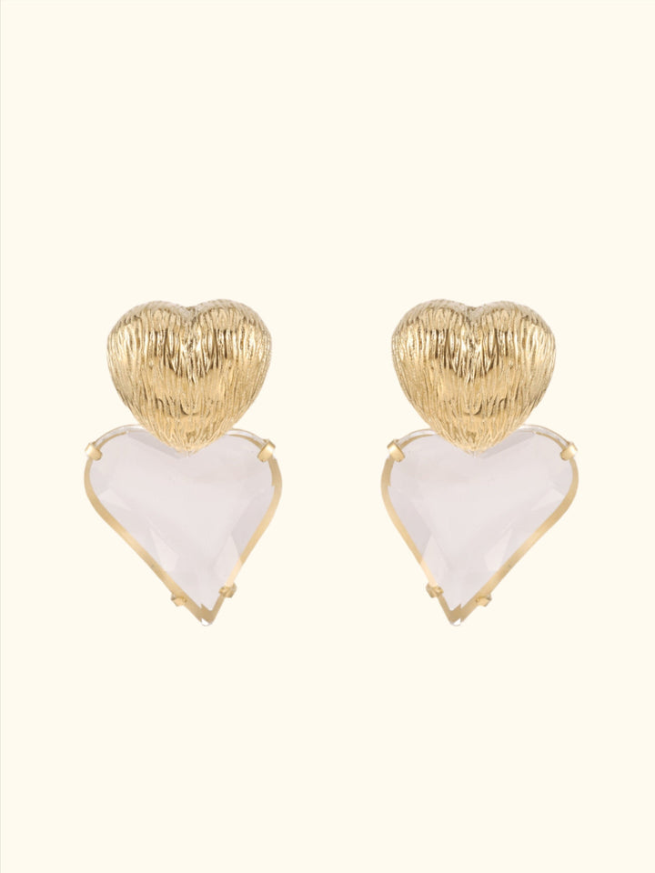 Boucles d'oreilles avec coeur en pierre de verre